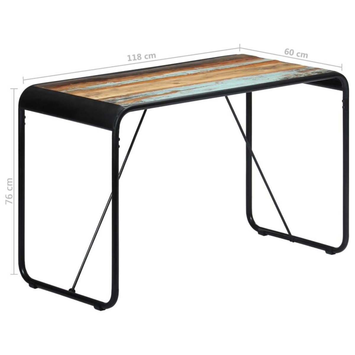 VIDAXL Table de salle a manger 118x60x76cm Bois de recuperation massif
