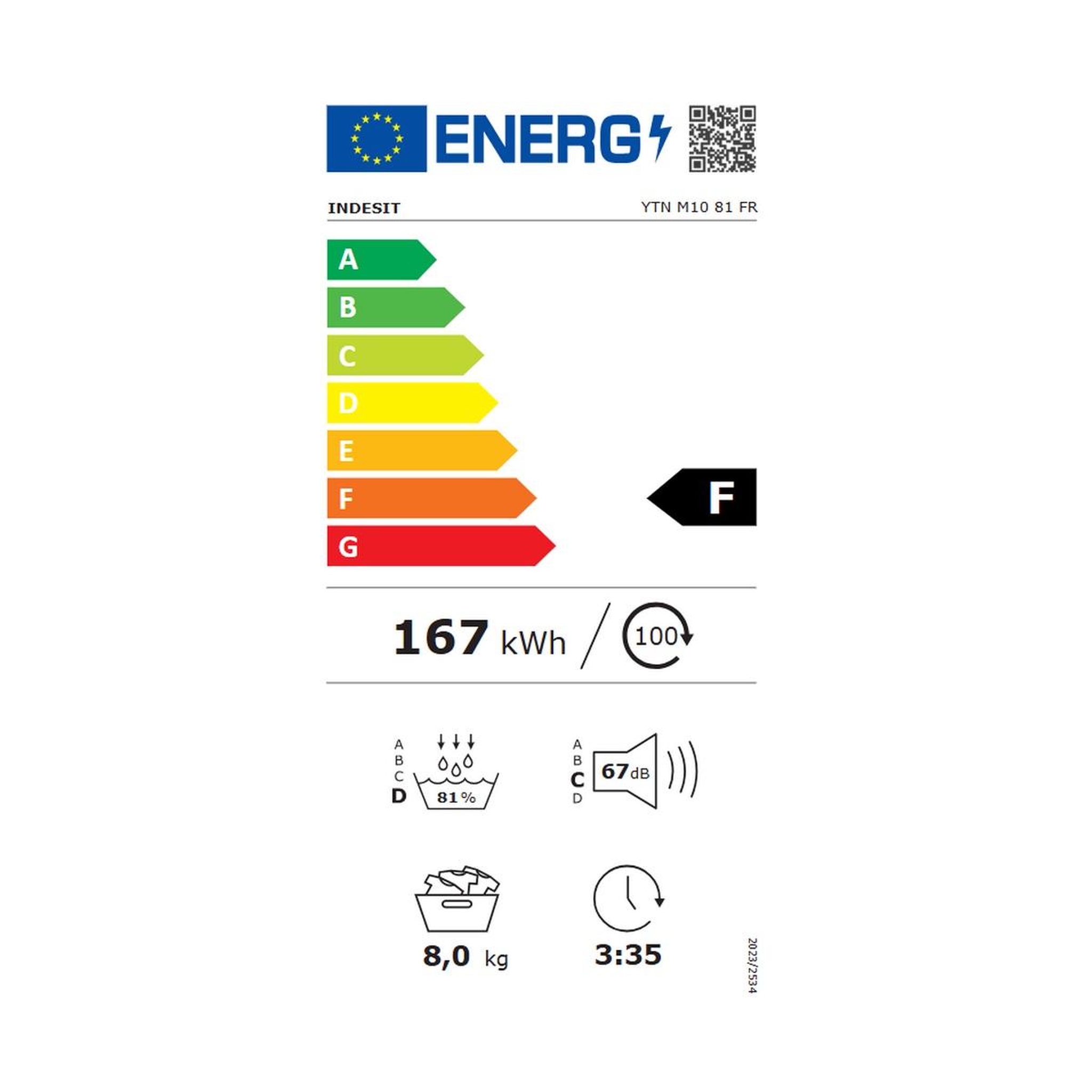 Voir la diapositive 2 : Indesit Sèche-linge pompe à chaleur 60cm 8kg blanc - ytnm1081fr