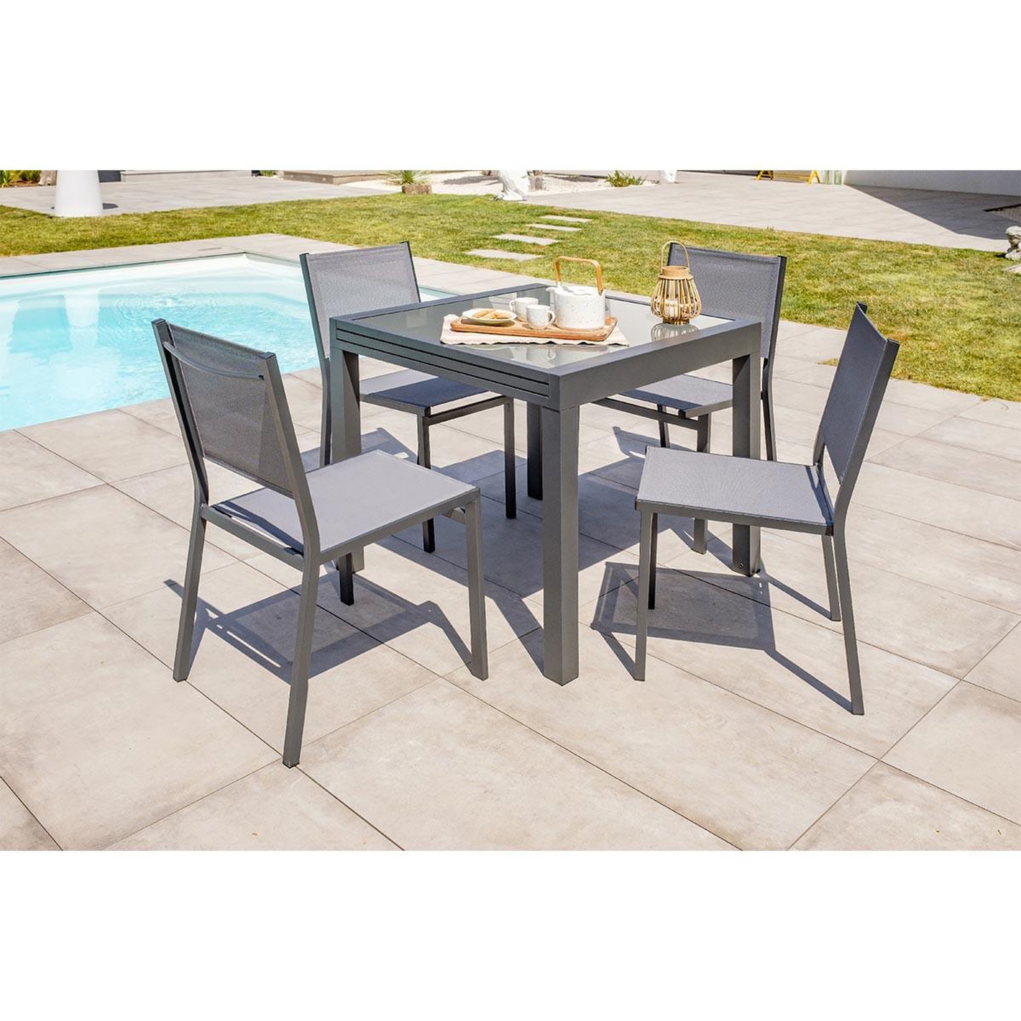 Voir la diapositive 4 : DCB GARDEN Chaise de Jardin Empilable  Tolede  87cm Gris Anthracite