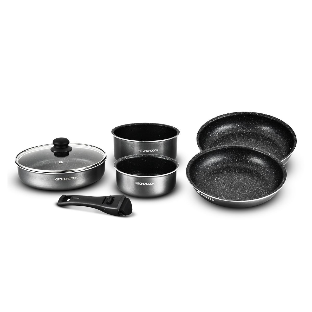 KitchenCook Batterie de cuisine induction amovible 7 pièces aluminium