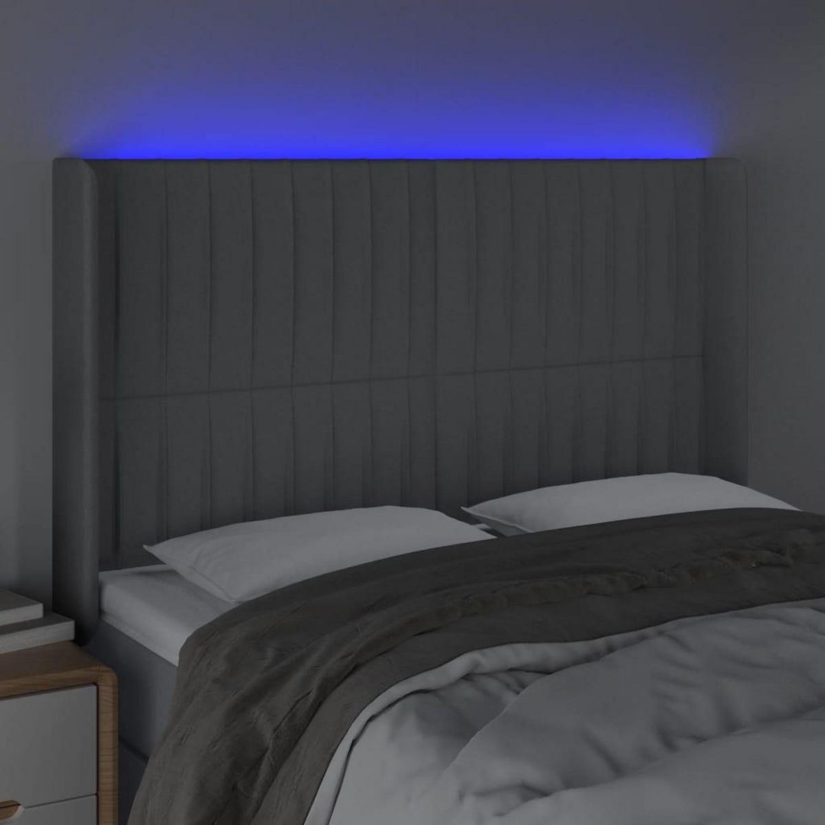 VIDAXL Tete de lit a LED Gris clair 147x16x118/128 cm Tissu