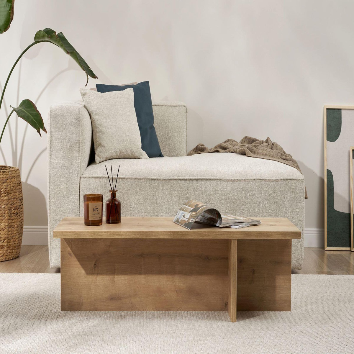 Habitat et Jardin Table basse en bois  Harbor  - 120 x 45 x 30 cm - Chêne Saphir