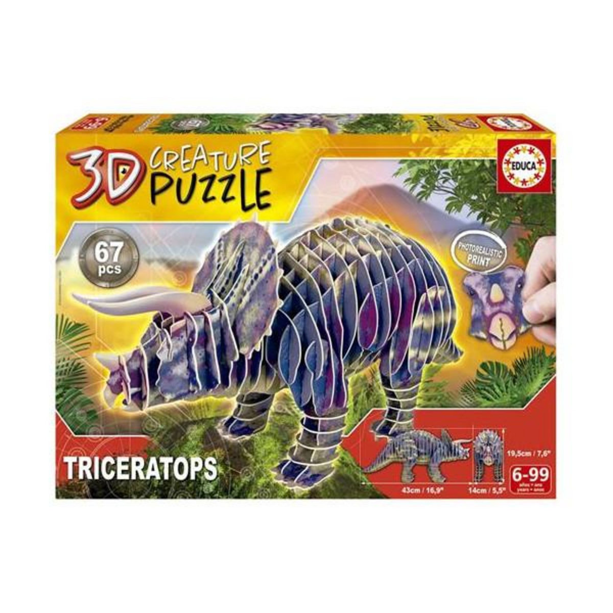 EDUCA Puzzle Educa Triceratops 3d Creature