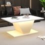 Voir la diapositive 5 : MERAX Table basse rectangulaire blanc - 50x100 cm led panneau de particules