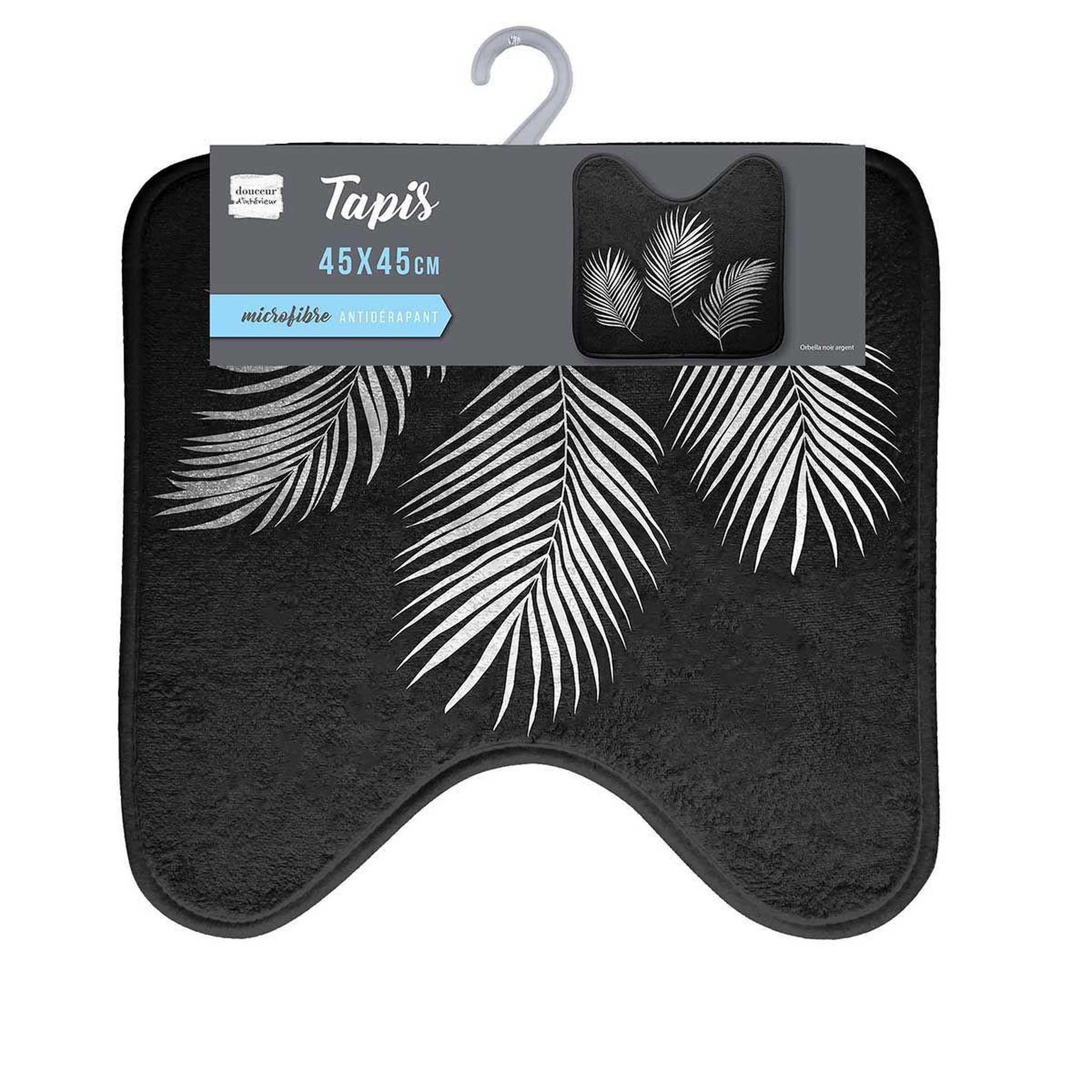 Voir la diapositive 3 : Douceur d'Intérieur Tapis contour wc imprimé  orbella  45x45cm noir & argent