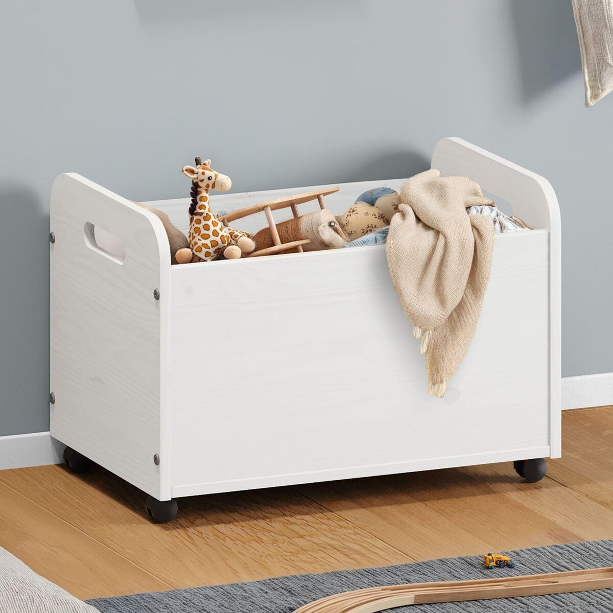 IDIMEX Coffre à jouets BENJAMIN sur roulettes, en pin massif