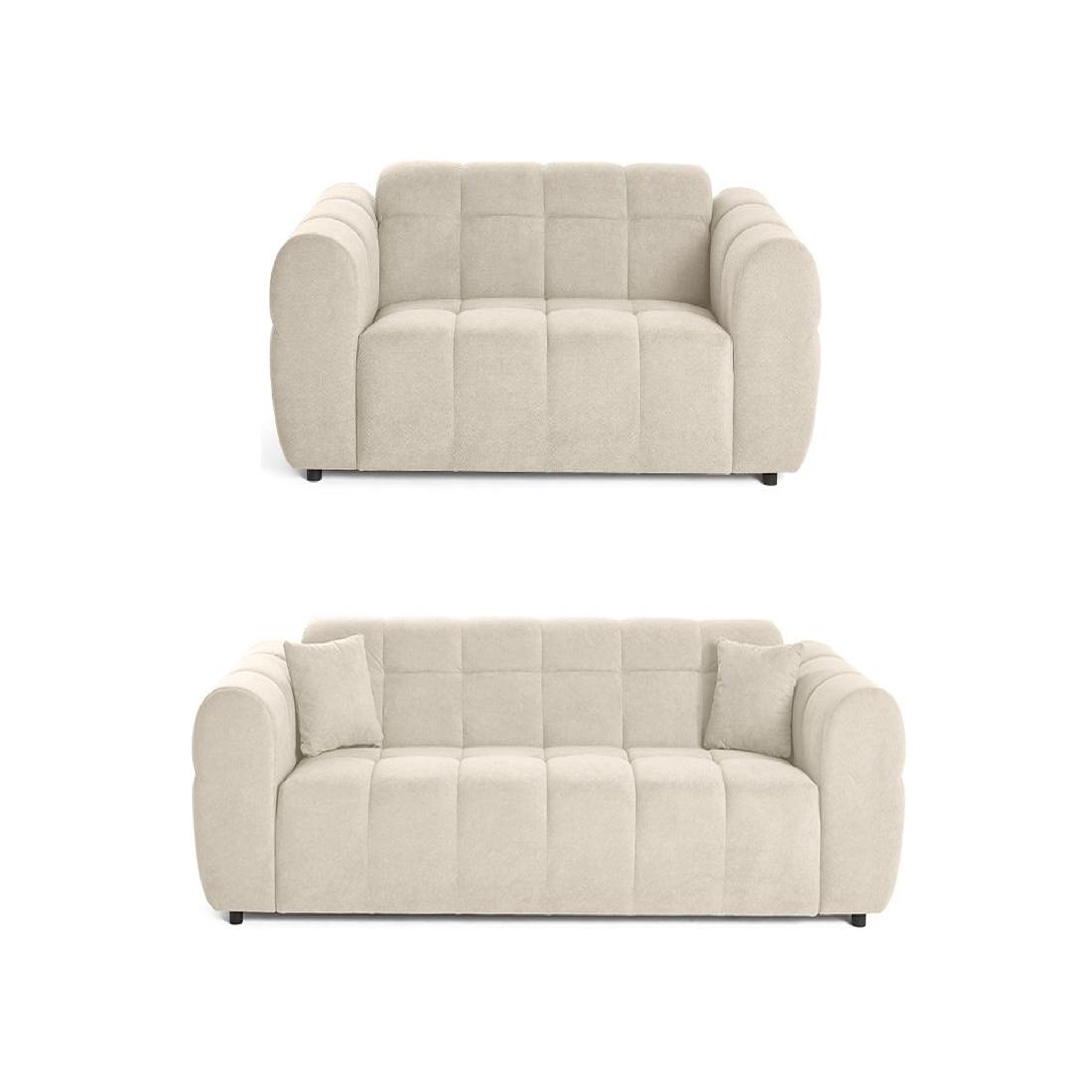 BEST MOBILIER Ray - ensemble de canapés droits 2+3 places tissu texturé. Coloris disponibles : Orange, Noir, Beige