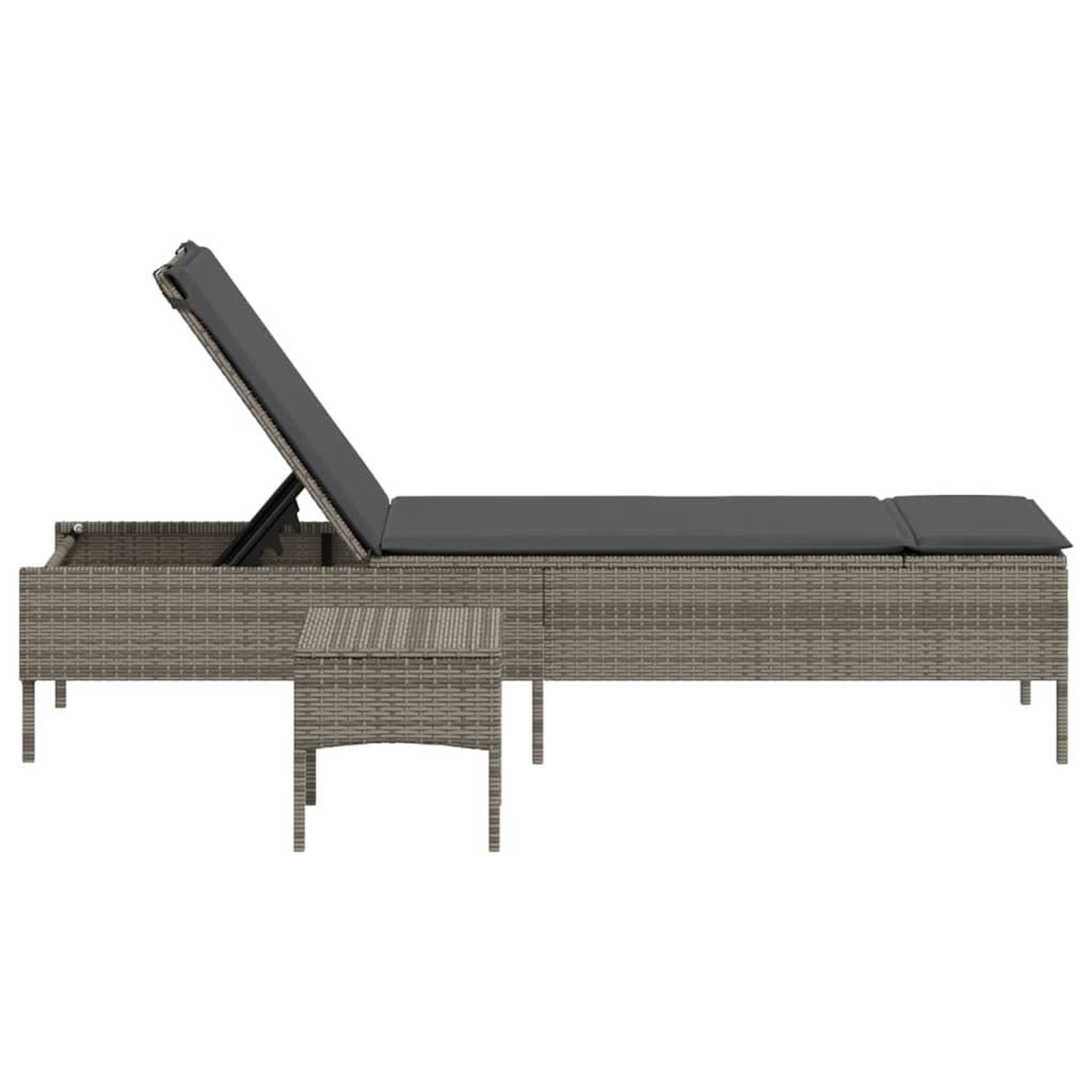 Voir la diapositive 5 : VIDAXL Chaise longue avec table et coussin gris resine tressee