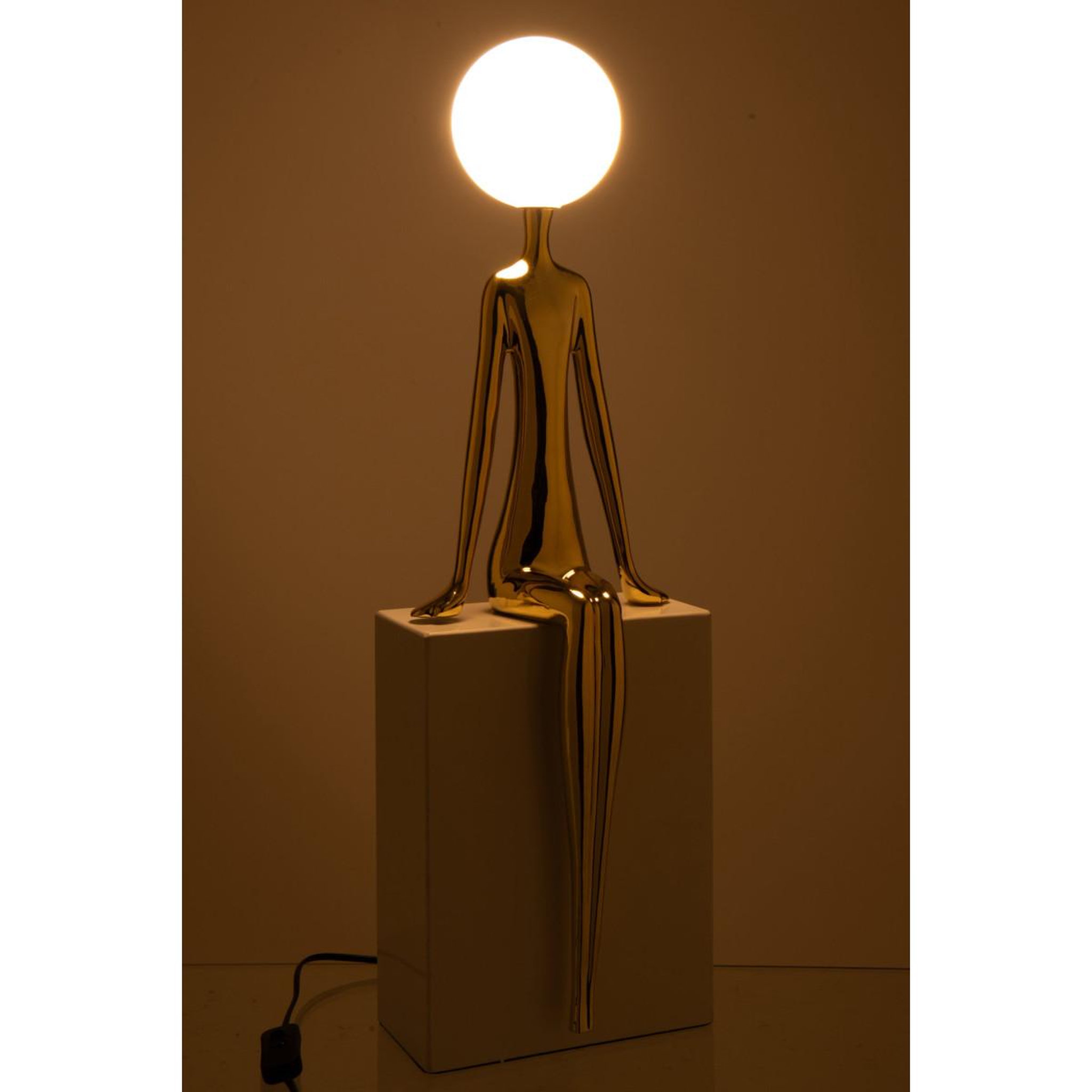 Voir la diapositive 3 : J-LINE Lampe à poser design  silhouette  72cm doré & blanc