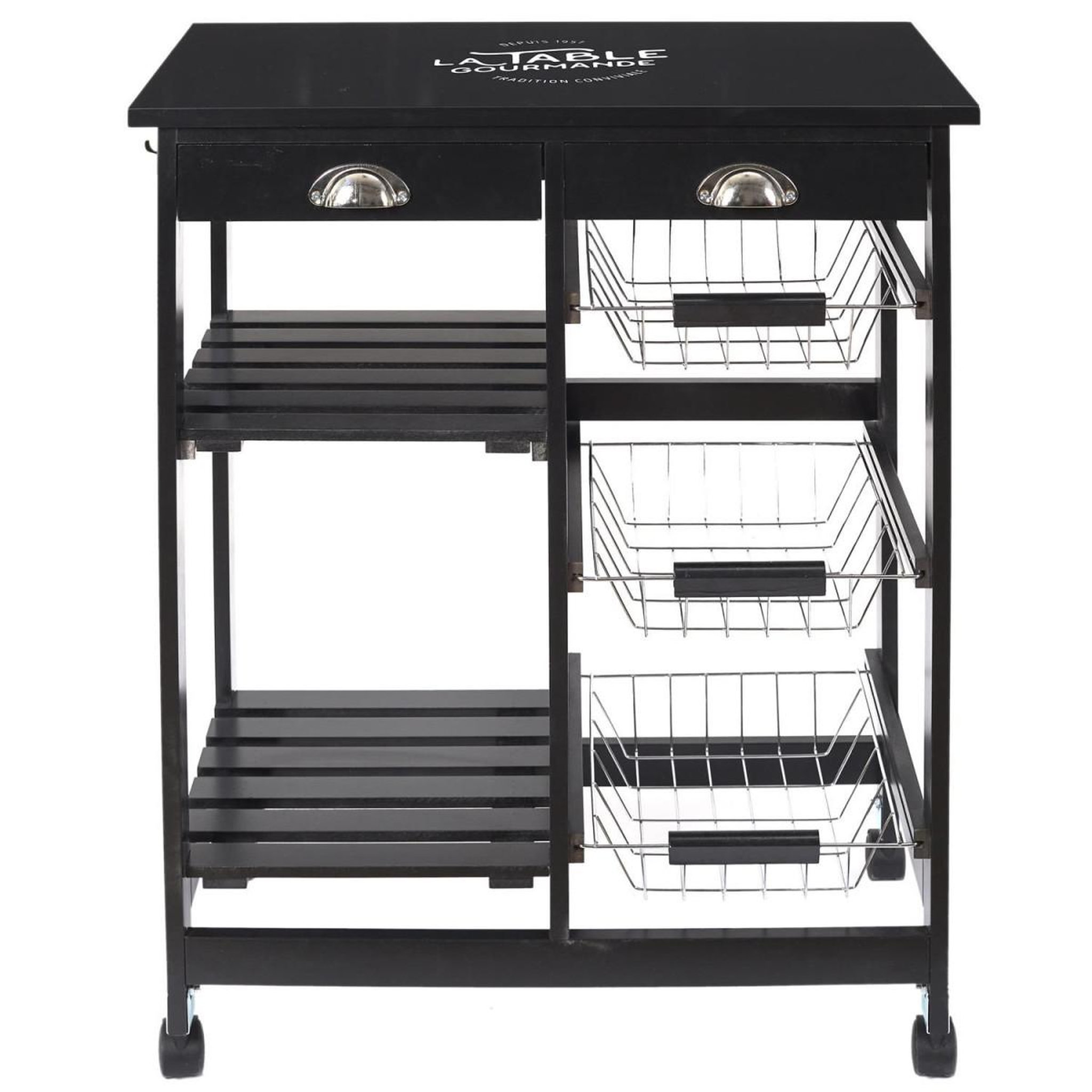 Voir la diapositive 2 : The Home Deco Factory Desserte de cuisine  table gourmande  81cm noir