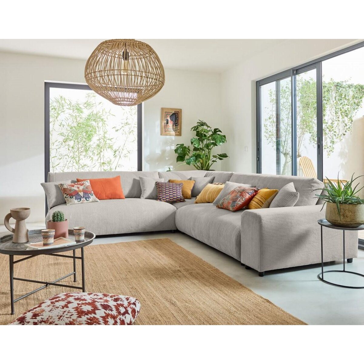 LISA DESIGN Garance - canapé modulable d'angle gauche - 6 places - en velours côtelé