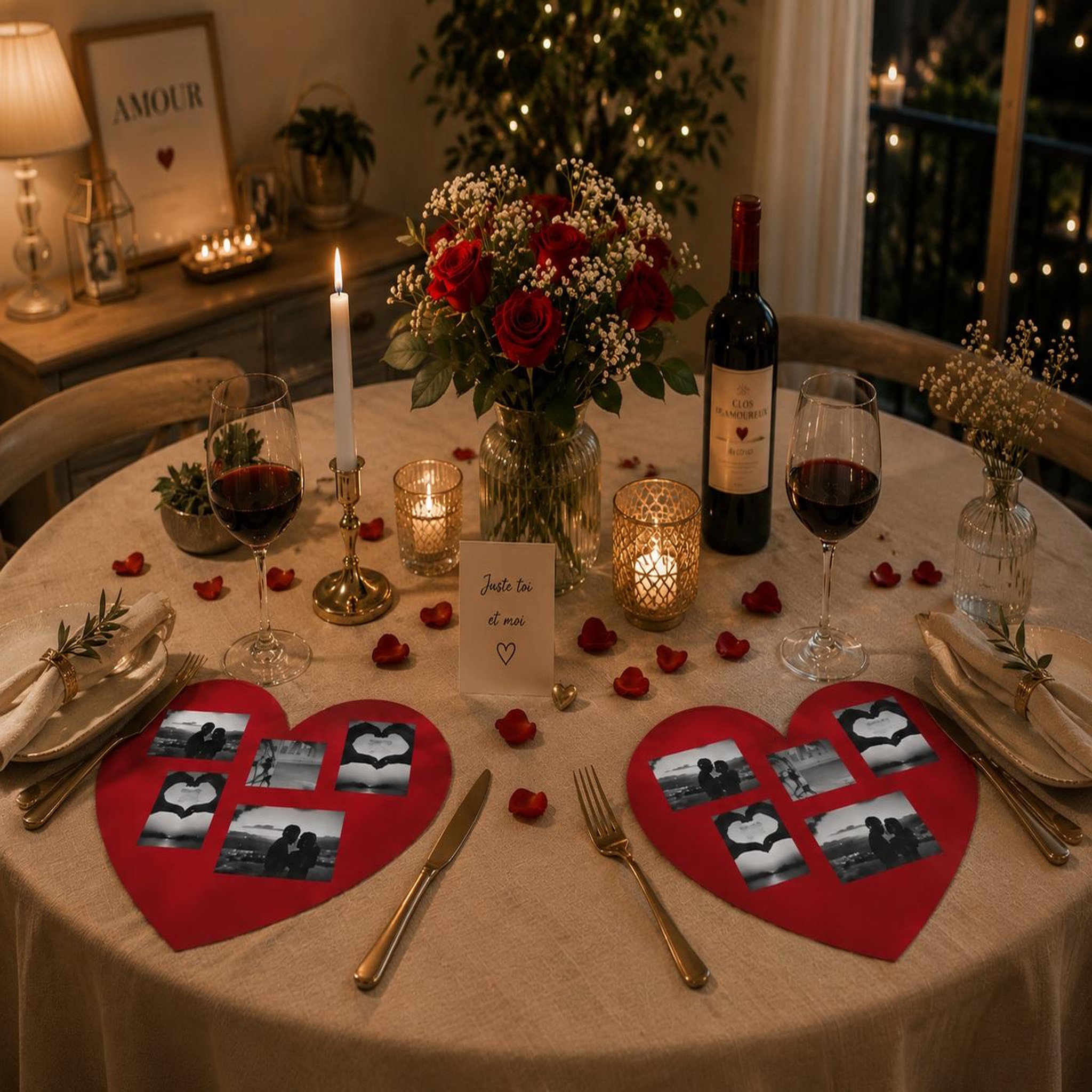 Voir la diapositive 4 : Eden Set de table photos coeur design et moderne