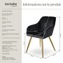 Voir la diapositive 6 : tectake Chaise rembourrée aspect velours noir/or