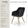 Voir la diapositive 6 : tectake Chaise rembourrée aspect velours noir/or