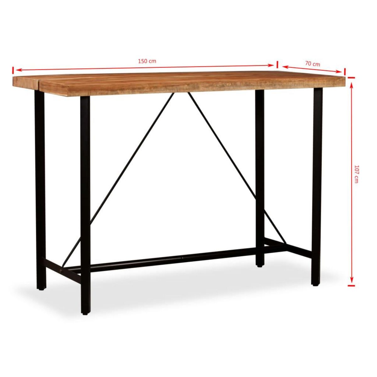VIDAXL Table de bar Bois massif d'Acacia 150x70x107 cm
