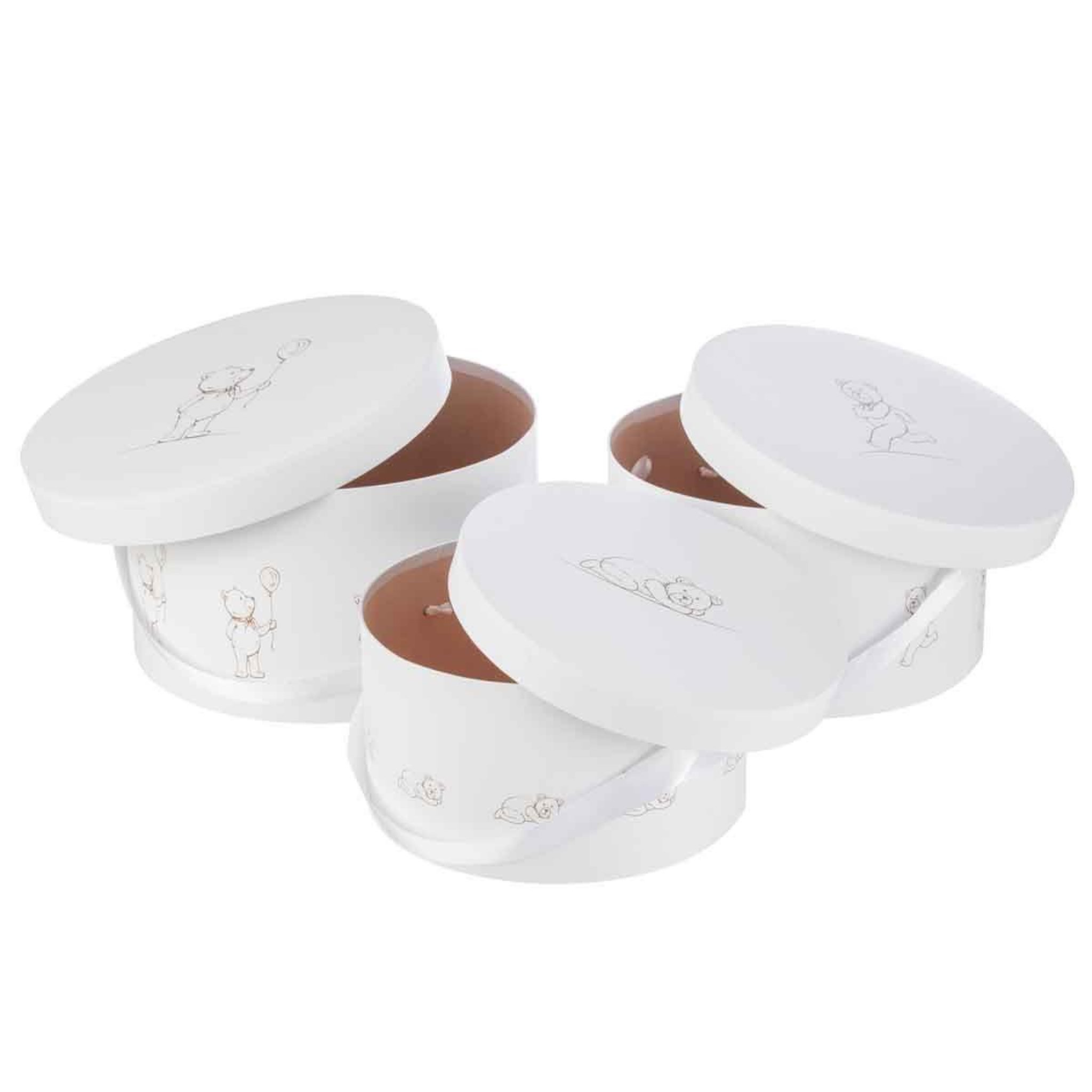 Voir la diapositive 2 : J-LINE Lot de 3 Boîtes Déco Enfant  Ourson  32cm Blanc