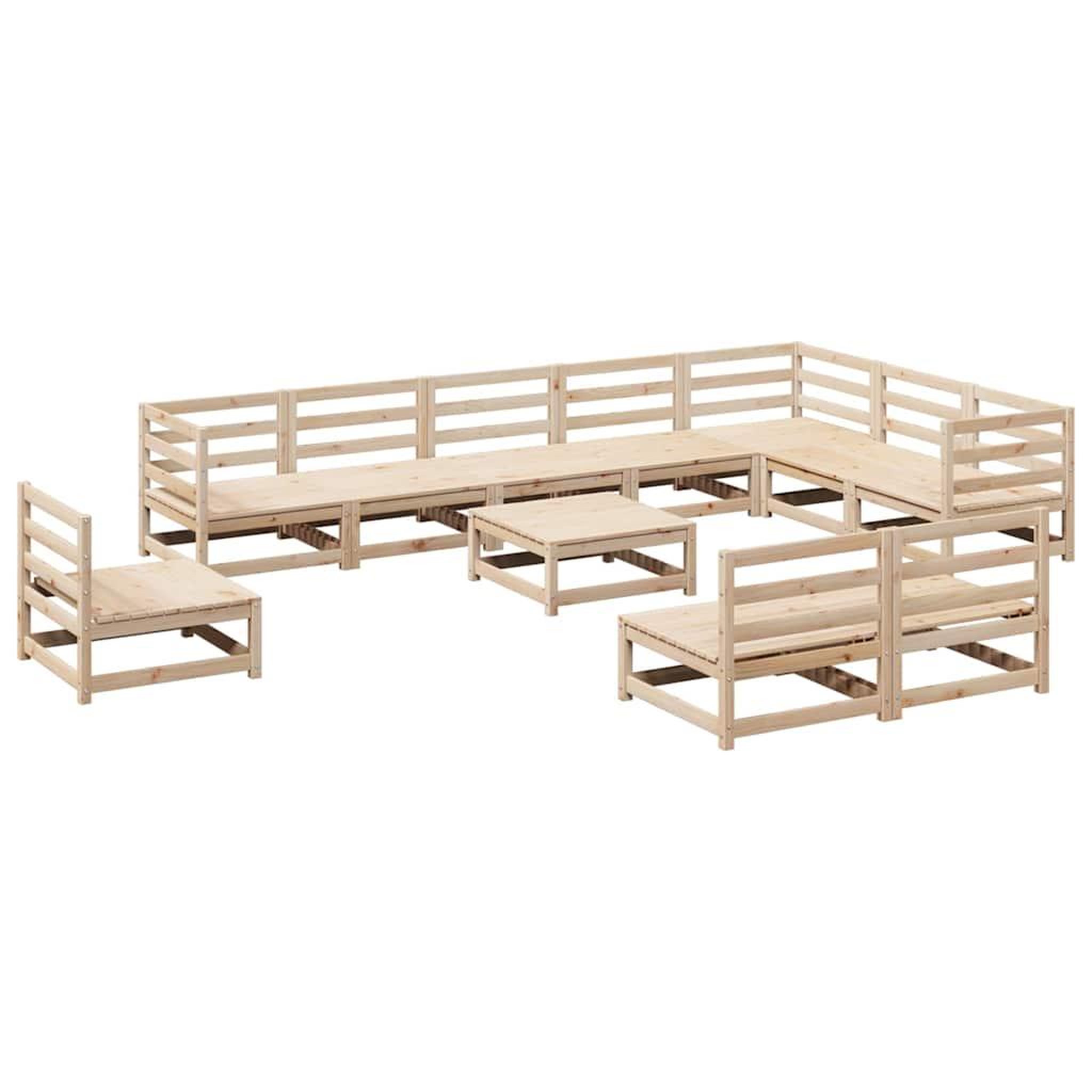 VIDAXL Salon de jardin 11 pcs bois de pin massif