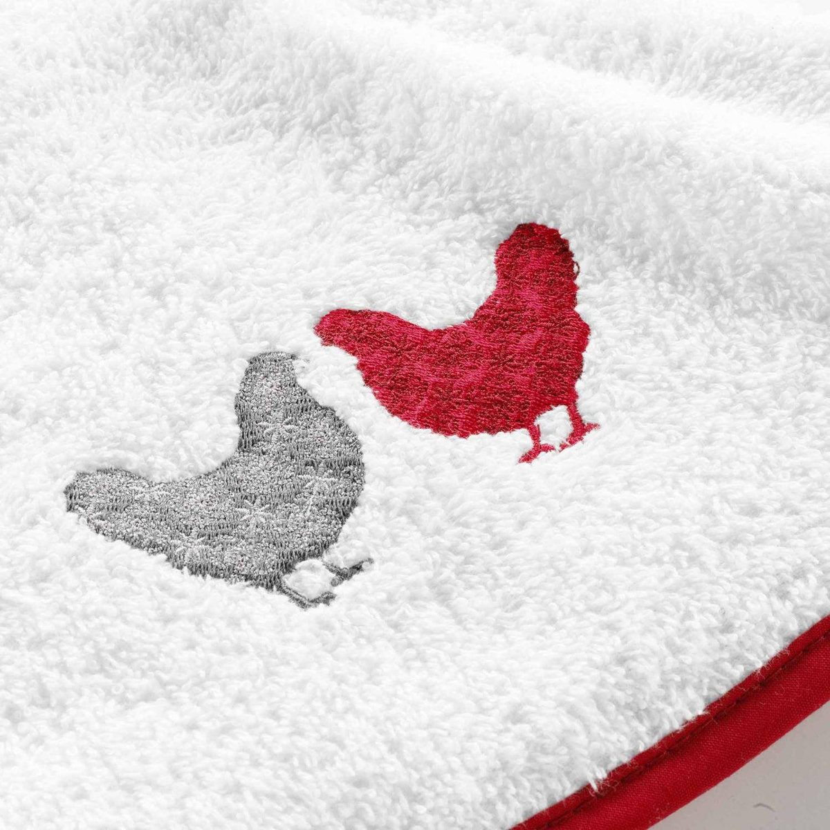 Douceur d'Intérieur Essuie-main rond Plumette - Blanc et rouge