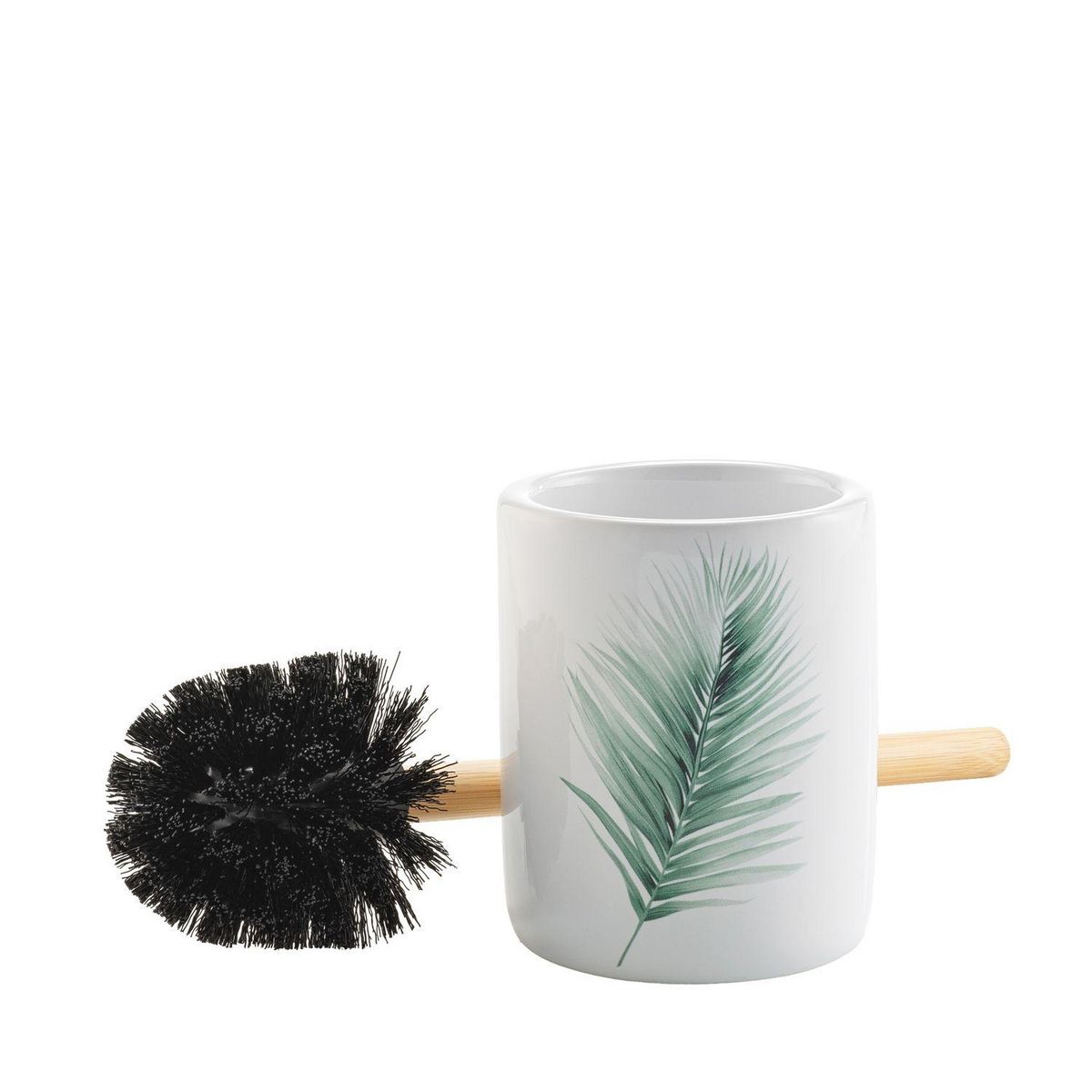 Douceur d'Intérieur Brosse WC Varadero en céramique et bambou - Blanc et vert