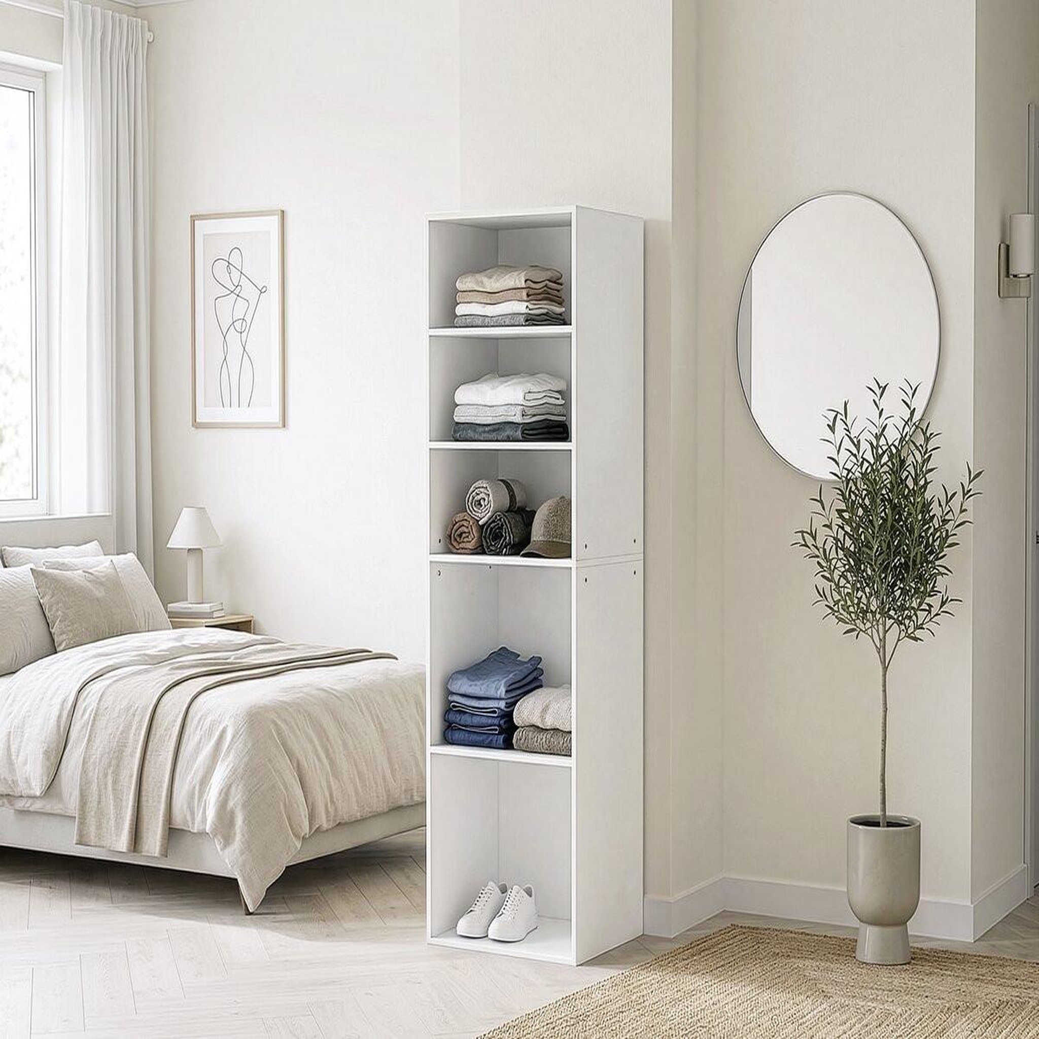 Voir la diapositive 2 : Habitat et Jardin Armoire avec 5 étagères  opéra  - 60 x 45 x 180 cm - blanc