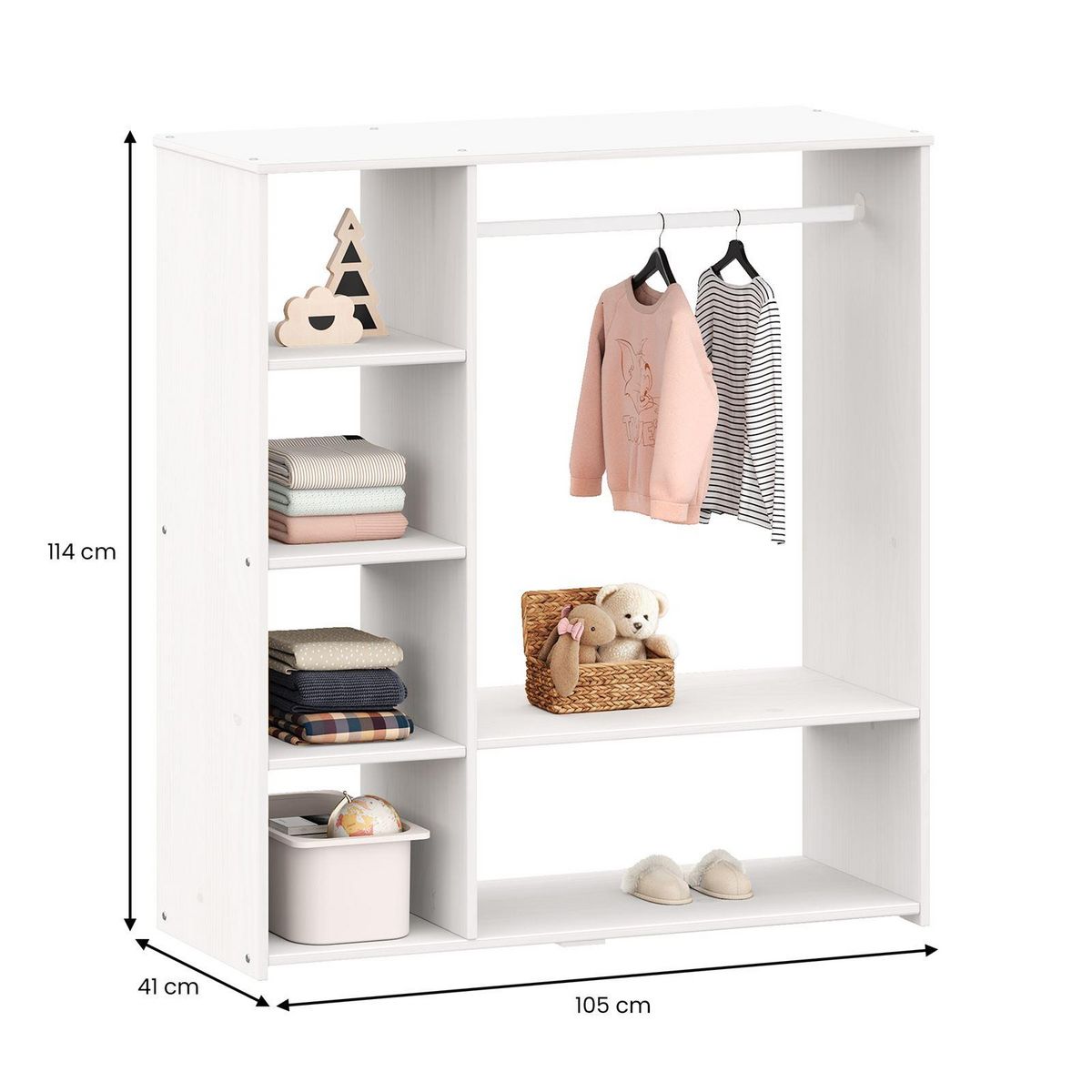 IDIMEX Penderie enfant RAFAEL avec étagères en pin massif