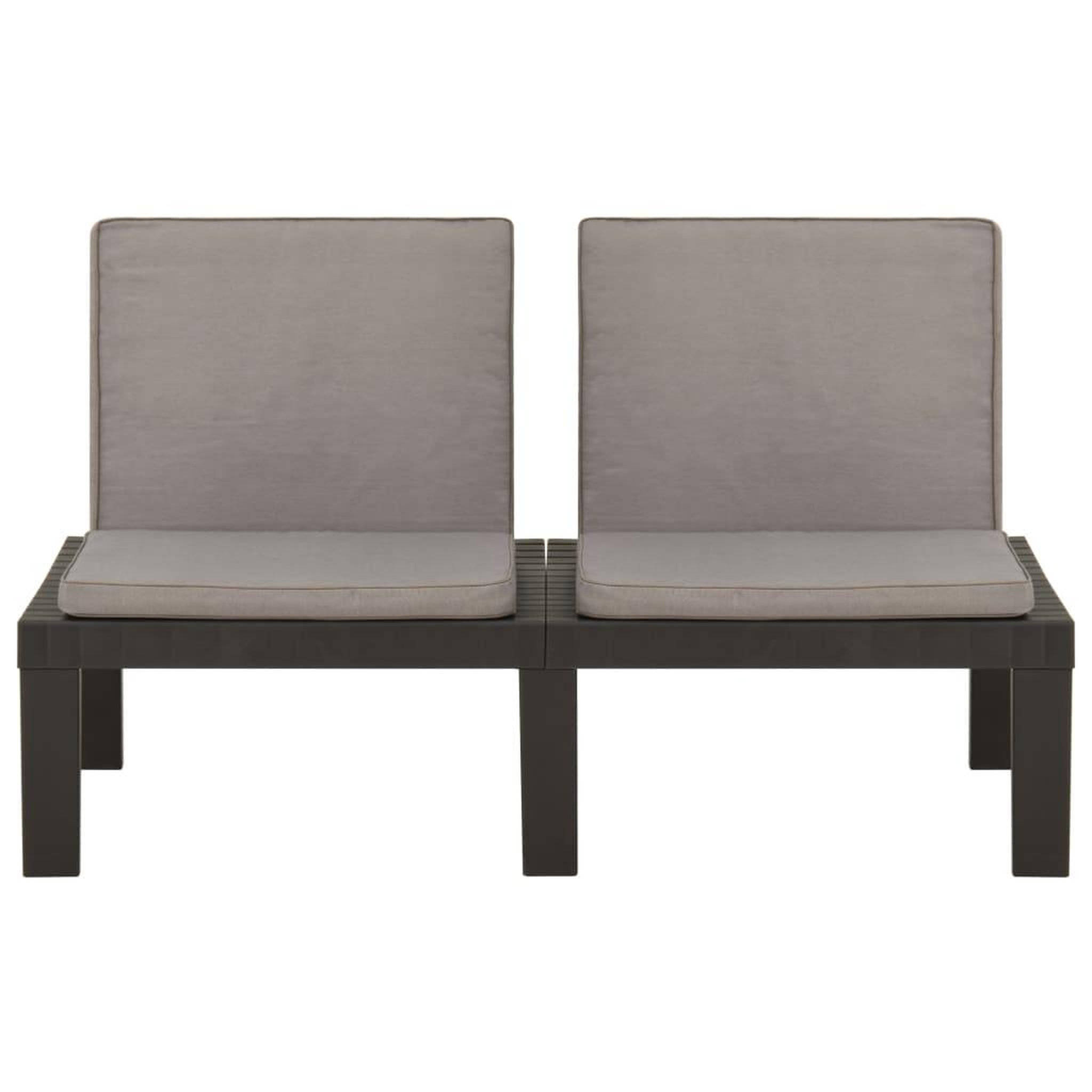 Voir la diapositive 5 : VIDAXL Bancs de salon de jardin avec coussins lot de 2 Plastique Gris