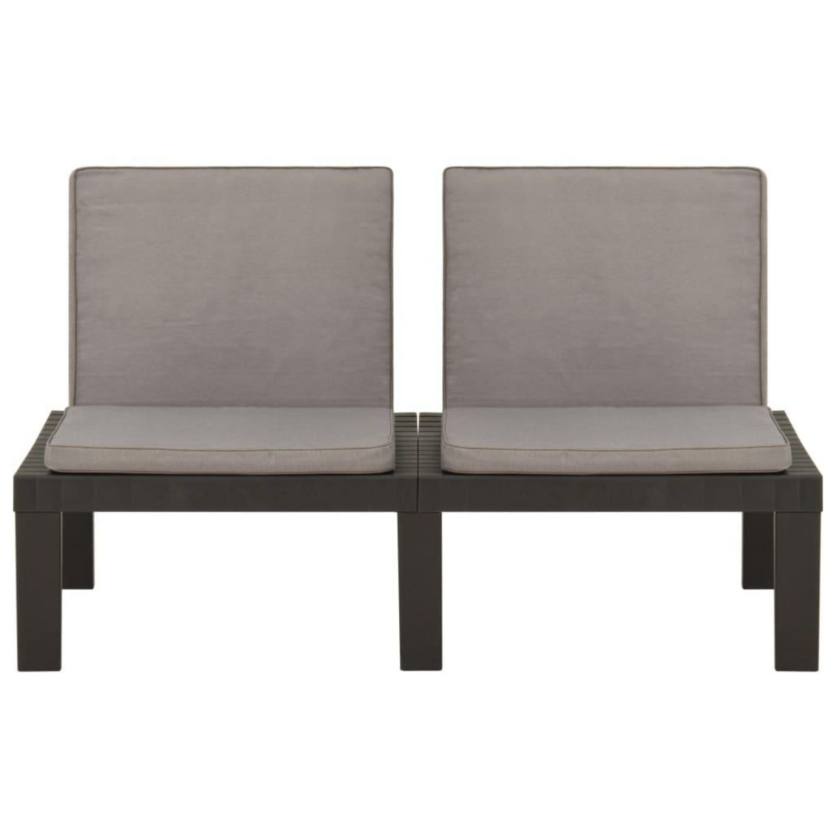 VIDAXL Bancs de salon de jardin avec coussins lot de 2 Plastique Gris