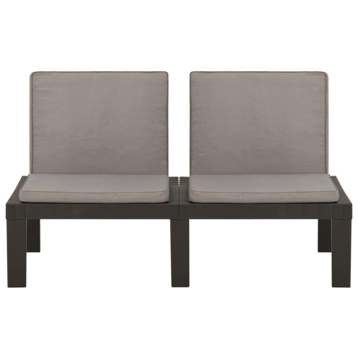 VIDAXL Bancs de salon de jardin avec coussins lot de 2 Plastique Gris