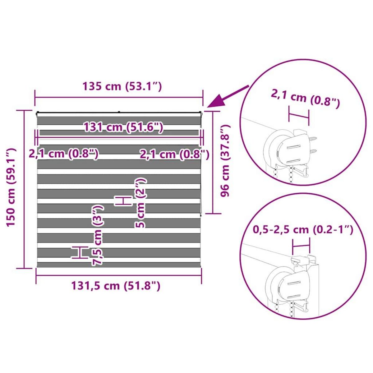 VIDAXL Store zebre beige marbre largeur du tissu 130,9 cm polyester