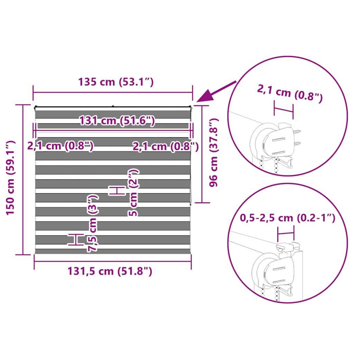 VIDAXL Store zebre beige marbre largeur du tissu 130,9 cm polyester