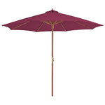 VIDAXL Parasol d'exterieur avec mat en bois 300 cm rouge bordeaux