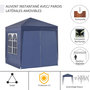 Voir la diapositive 4 : OUTSUNNY Tonnelle de jardin tente pliante barnum pop-up 2 x 2 m 4 parois latérales amovibles 2 fenêtres sac de transport pour camping, festival, plage, jardin bleu