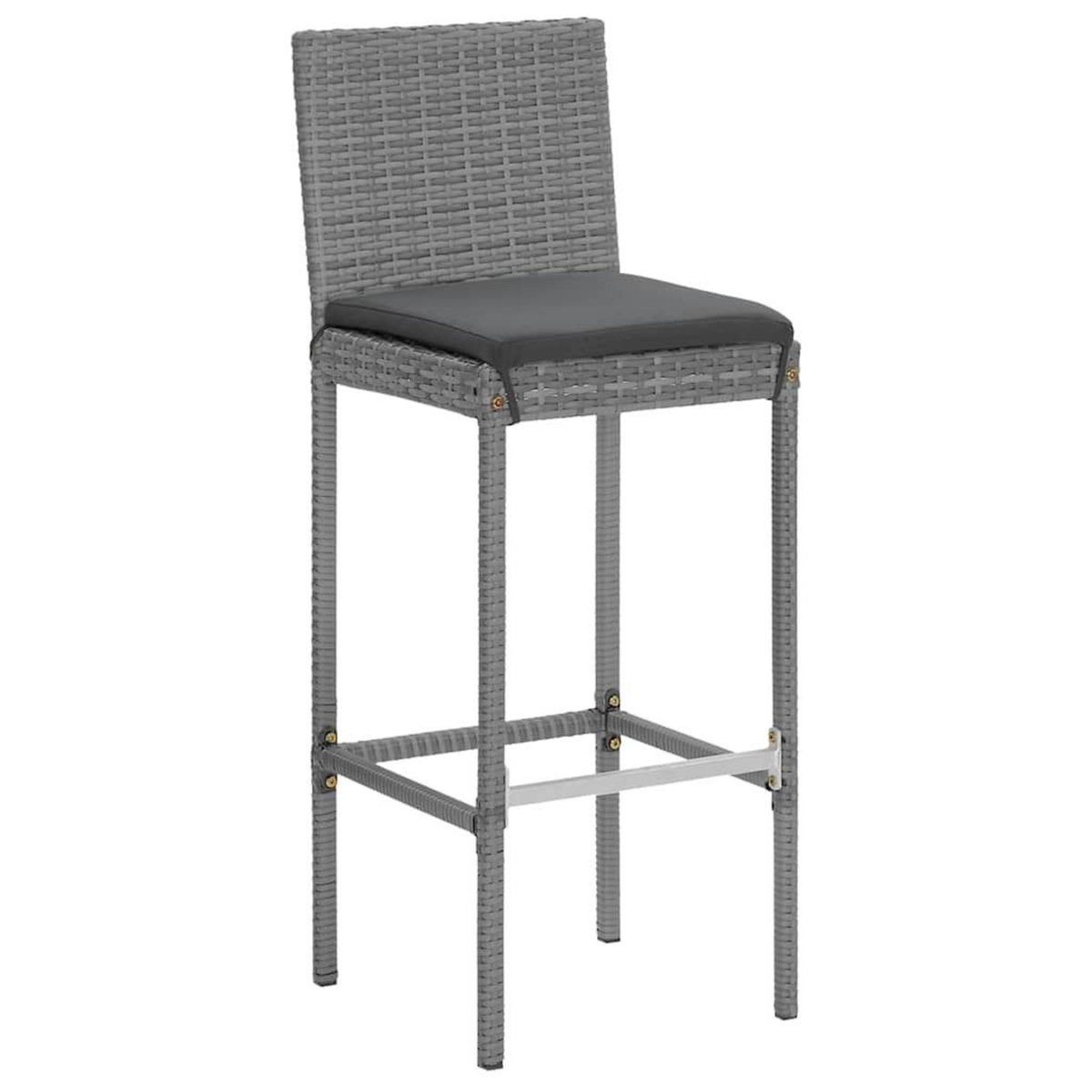 VIDAXL Ensemble de bar de jardin 7 pcs avec coussins gris poly rotin
