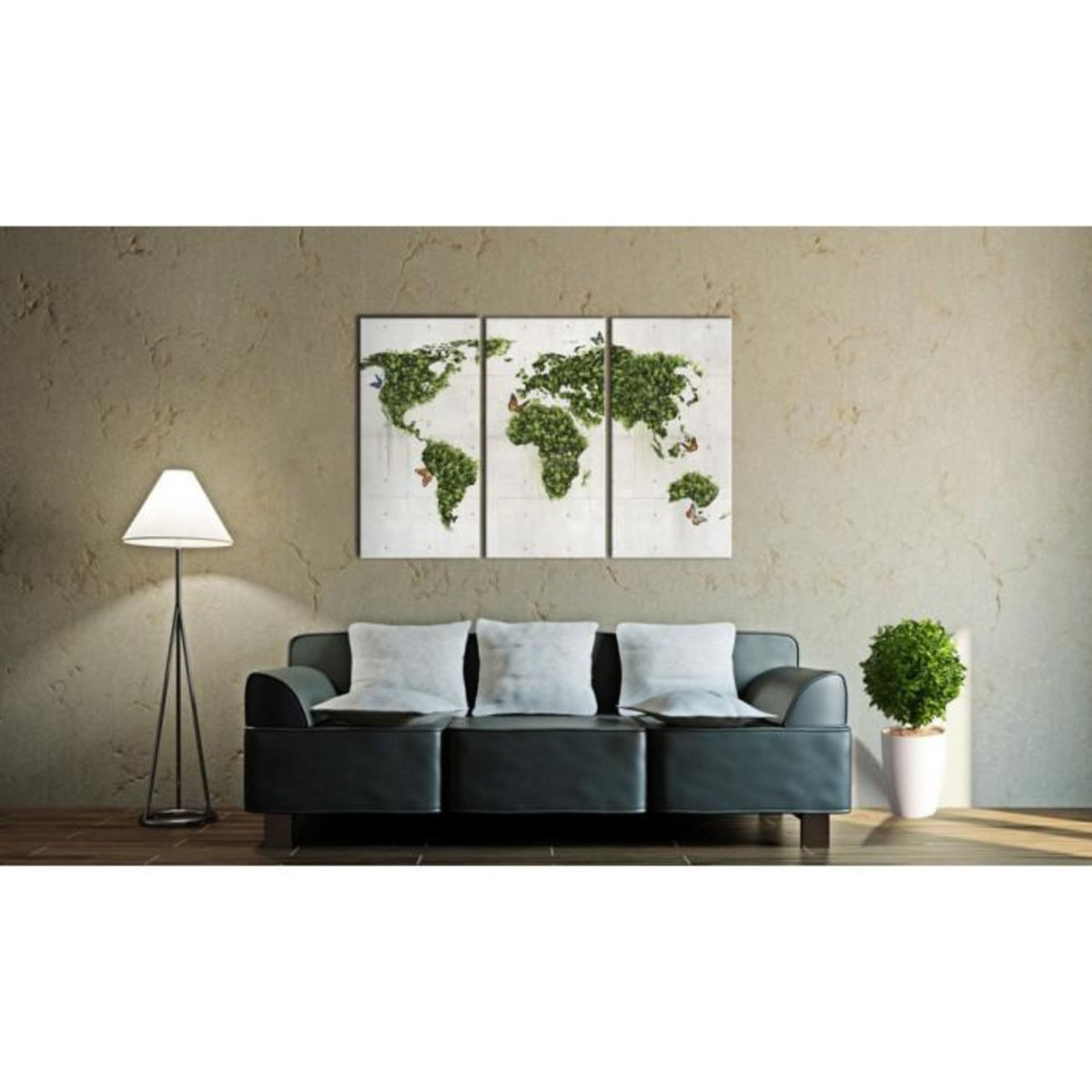 Paris Prix Tableau 3 Panneaux  Monde Vert des Papillons