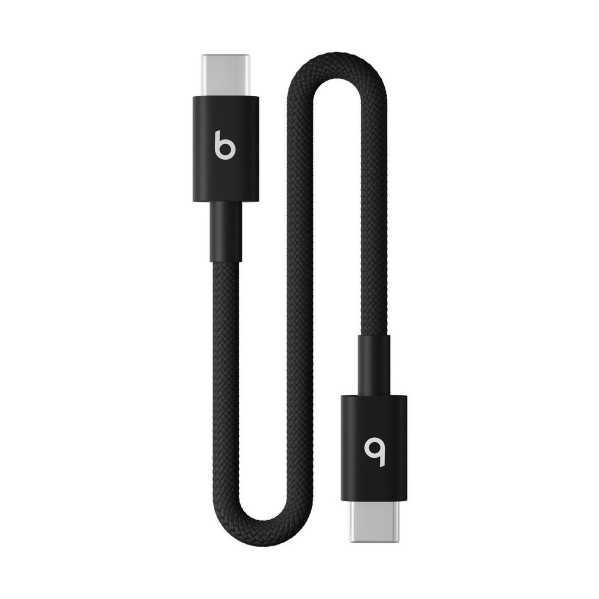 BEATS Câble de charge tissé court USB-C vers USB-C 20 cm Noir