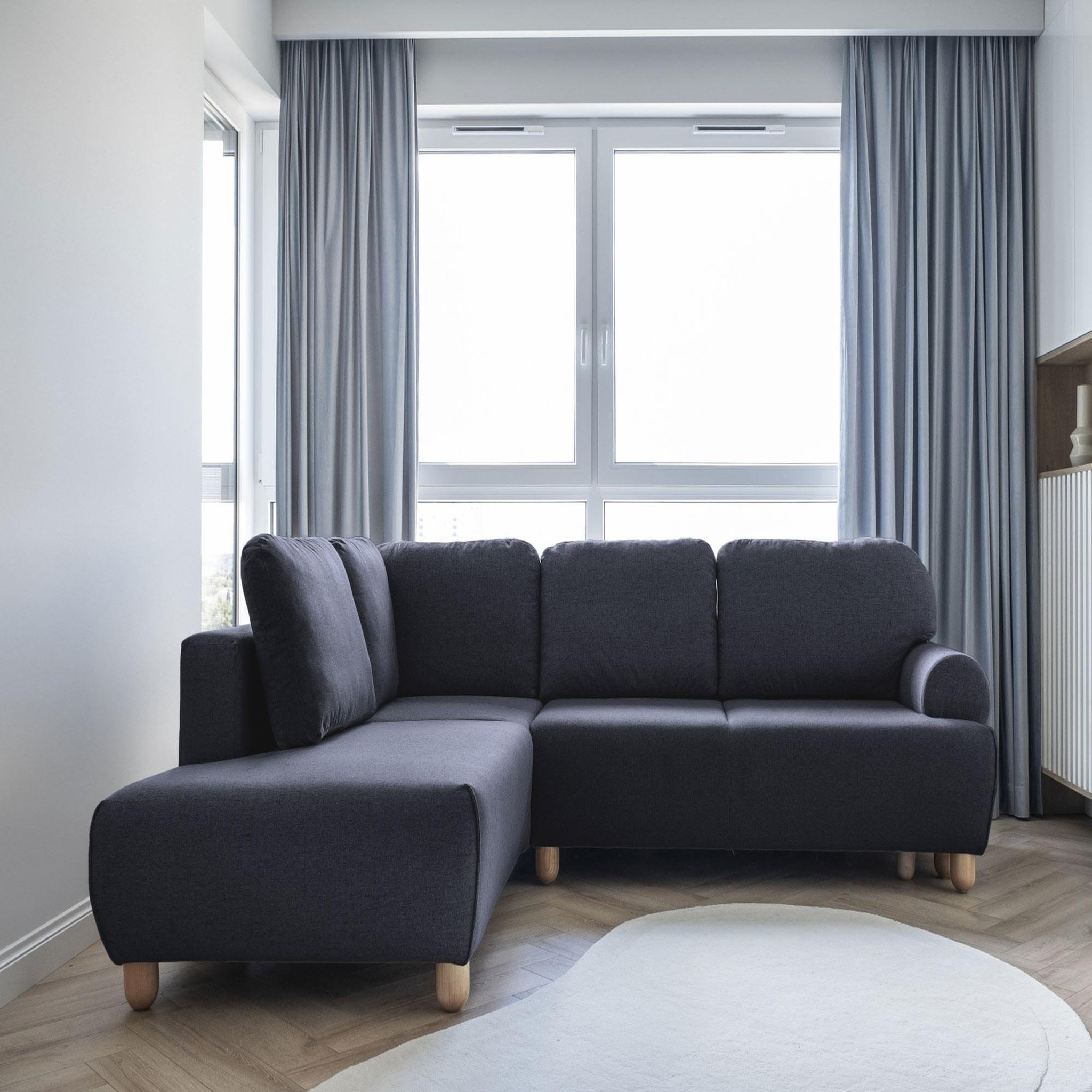 Voir la diapositive 2 : BEST MOBILIER Olli - canapé d'angle droit - convertible - avec coffre - 4 places - en tissu