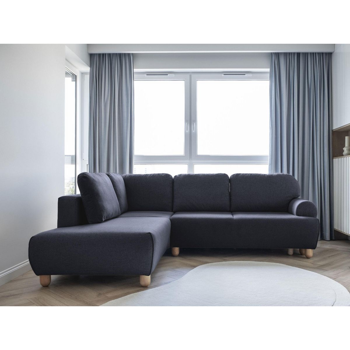 BEST MOBILIER Olli - canapé d'angle droit - convertible - avec coffre - 4 places - en tissu