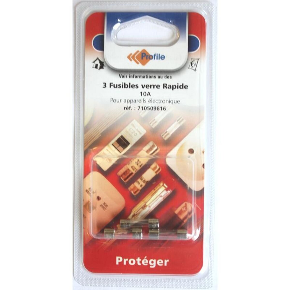 Profile 3 fusibles verre rapide 10A