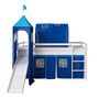 Voir la diapositive 4 : HomeStyle4U Lit bleu mi-haut 90x200 cm avec tour toboggan matelas
