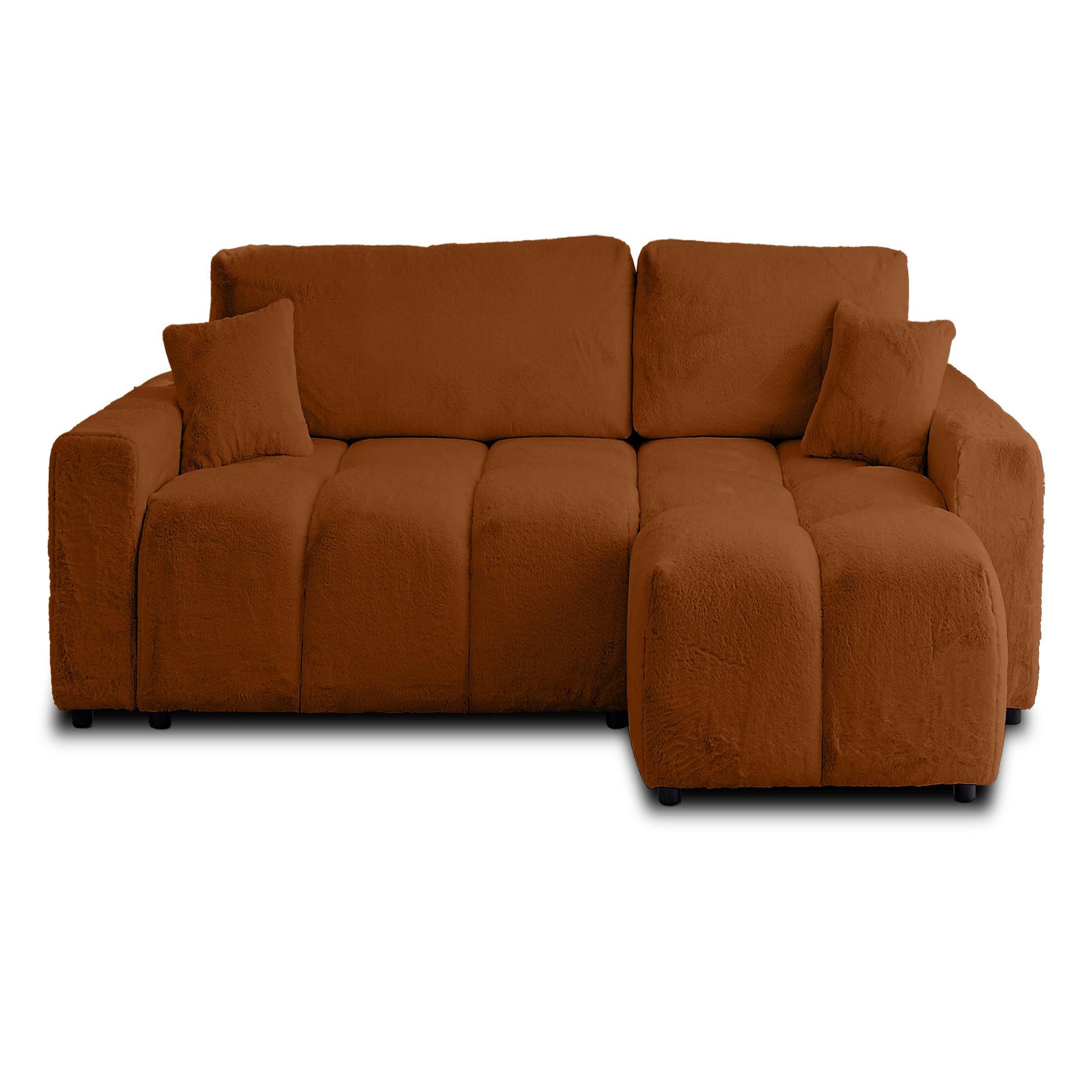 Voir la diapositive 1 : BEST MOBILIER Crocus - canapé d'angle réversible - 4 places - convertible avec coffre - en fausse fourrure