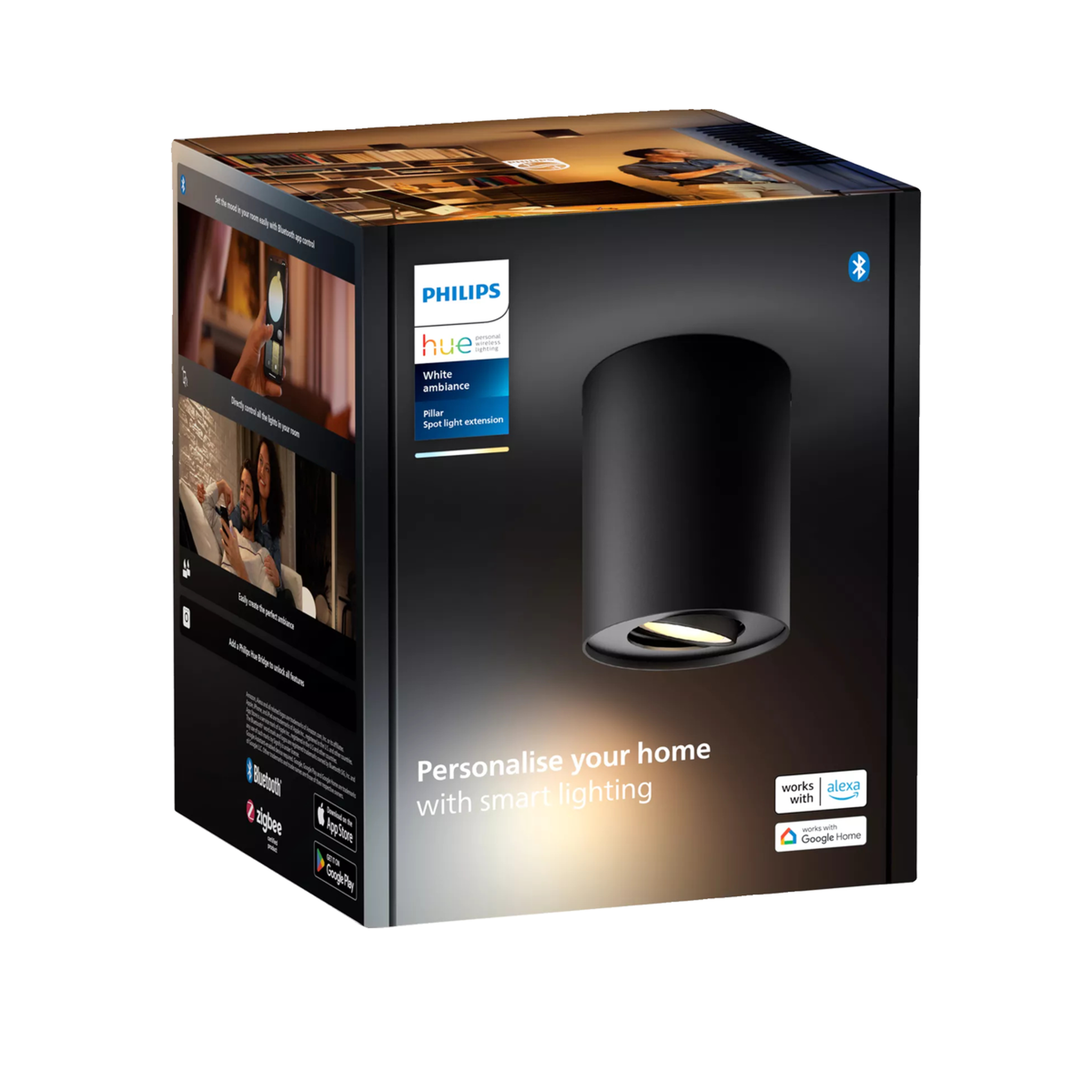 Voir la diapositive 3 : PHILIPS HUE Lampe connectée Philips Hue pillar single spot noire