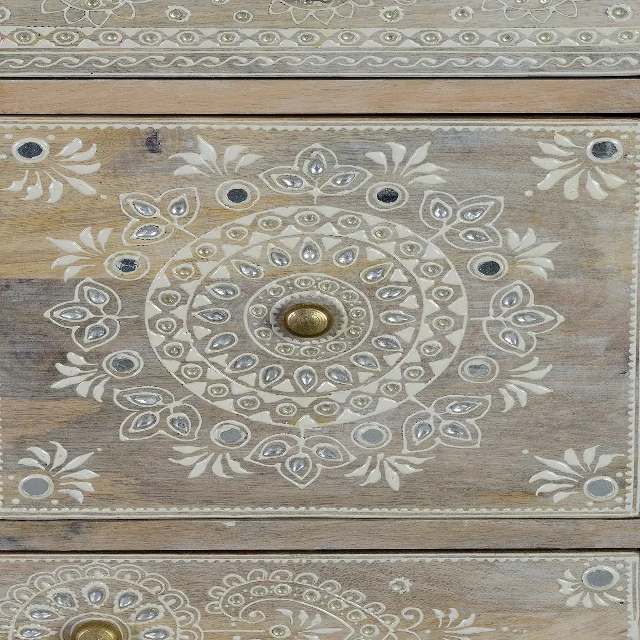 Voir la diapositive 3 : GINER Y COLOMER SL Meuble d'appoint en bois de manguier 42 cm style ethnique boho sculpté