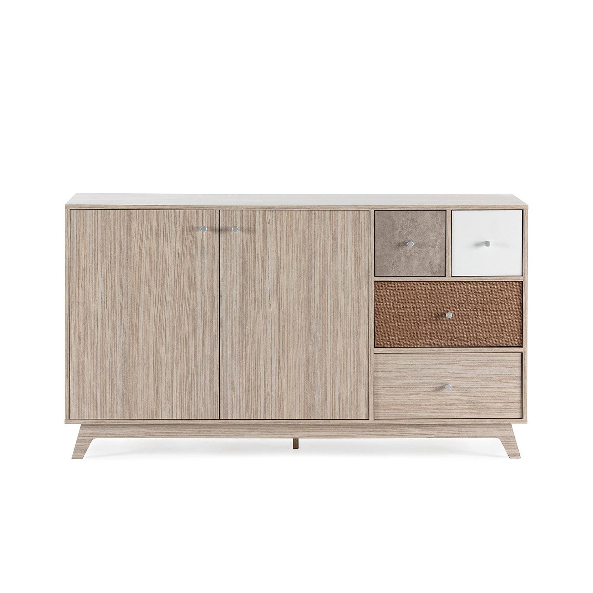 Voir la diapositive 4 : VS VENTA-STOCK Buffet Maia 2 portes 4 tiroirs multicolores