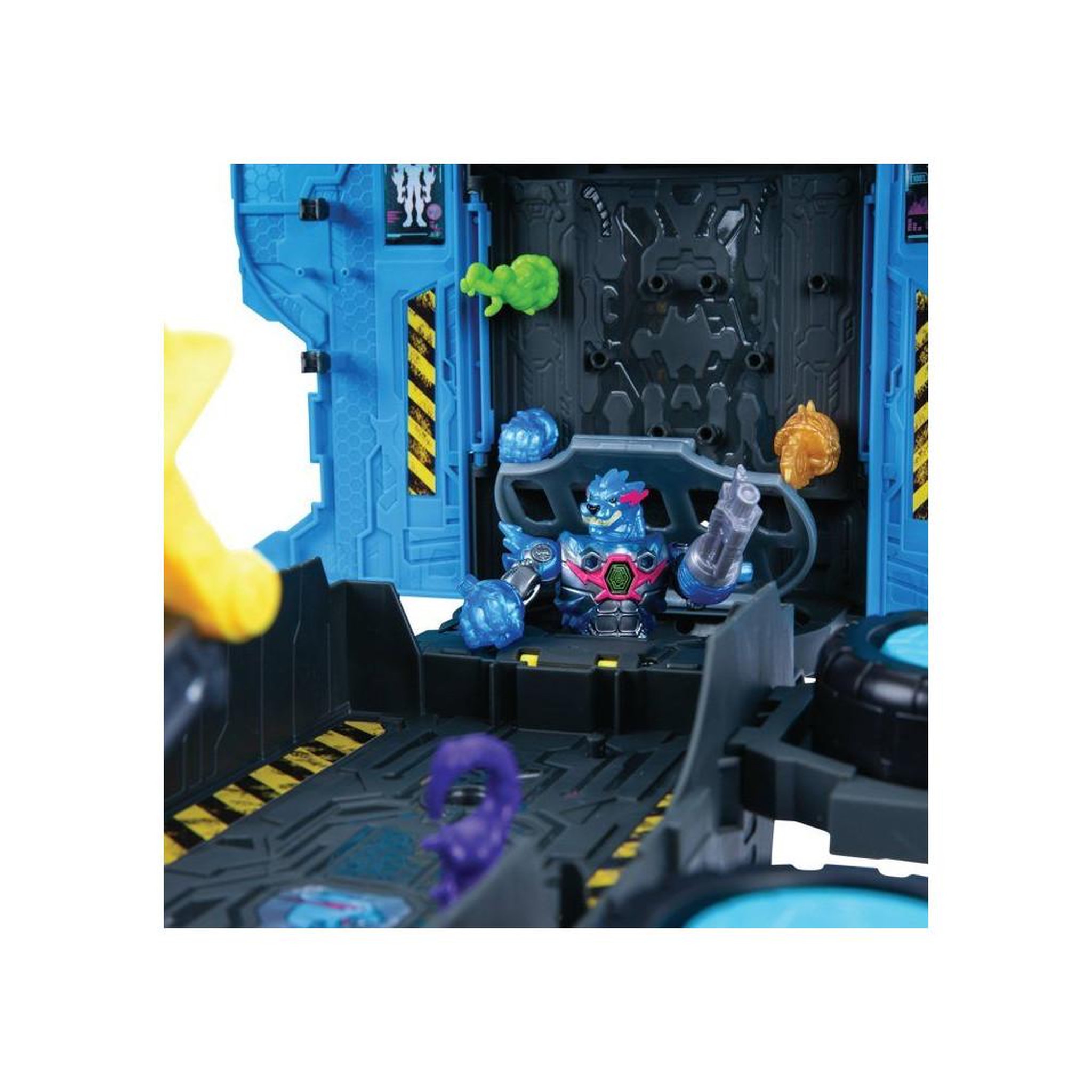 Voir la diapositive 2 : Camion de bataille transformable mega battle lab s2 avec figurine et accessoires, bras robotique et canon laser, trappe d'action