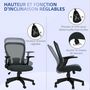 Voir la diapositive 4 : VINSETTO Chaise de bureau ergonomique - soutien lombaire, hauteur réglable, pivotante - noir anthracite