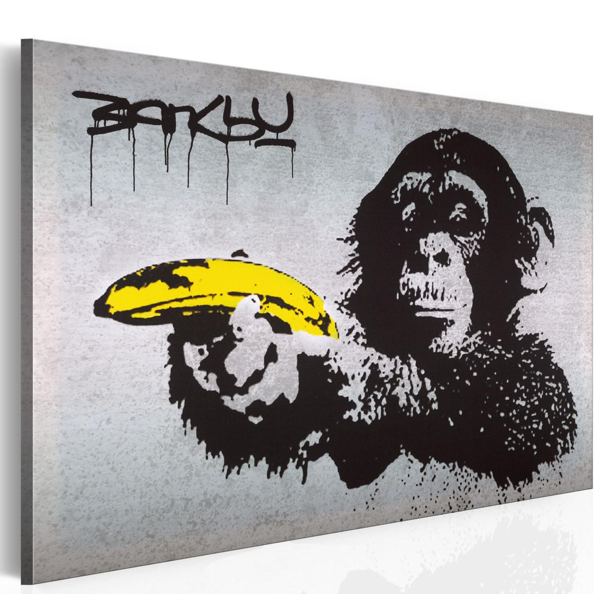 Paris Prix Tableau  arrête ou le singe va tirer! - banksy. Coloris disponibles : Multicolore