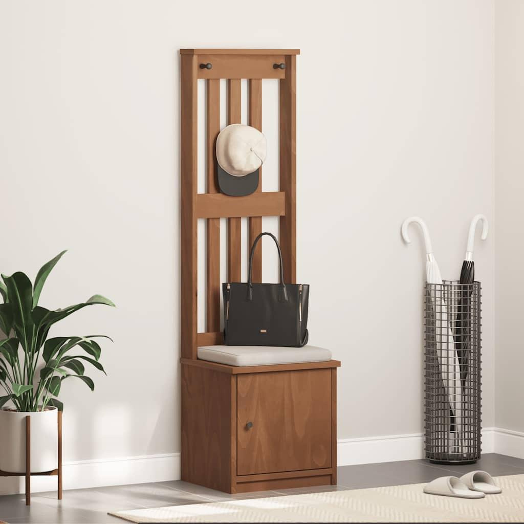 Voir la diapositive 3 : VIDAXL Portemanteau SANDENS 45x40x159,5 cm bois massif pin