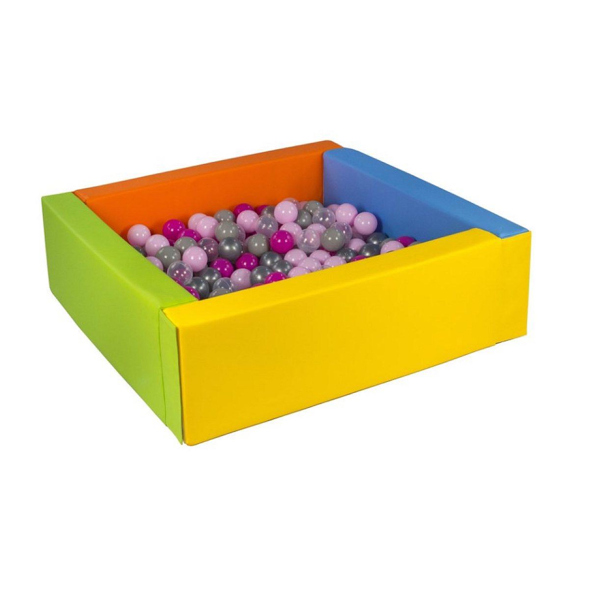 VELINDA Piscine à balles carrée 300 balles - rose gris argent rose pastel