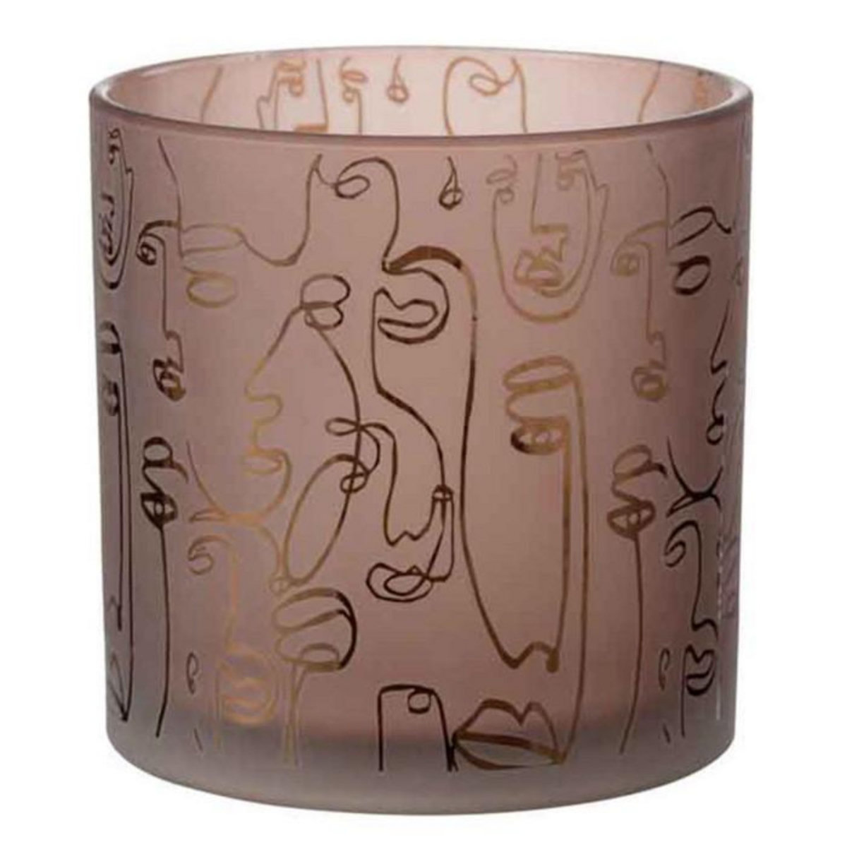 Paris Prix Photophore en Verre  Happy Faces  15cm Terracotta