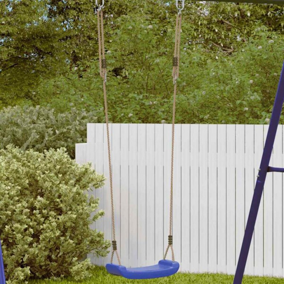 VIDAXL Balançoire d extérieur d enfants simple et corde réglable bleu